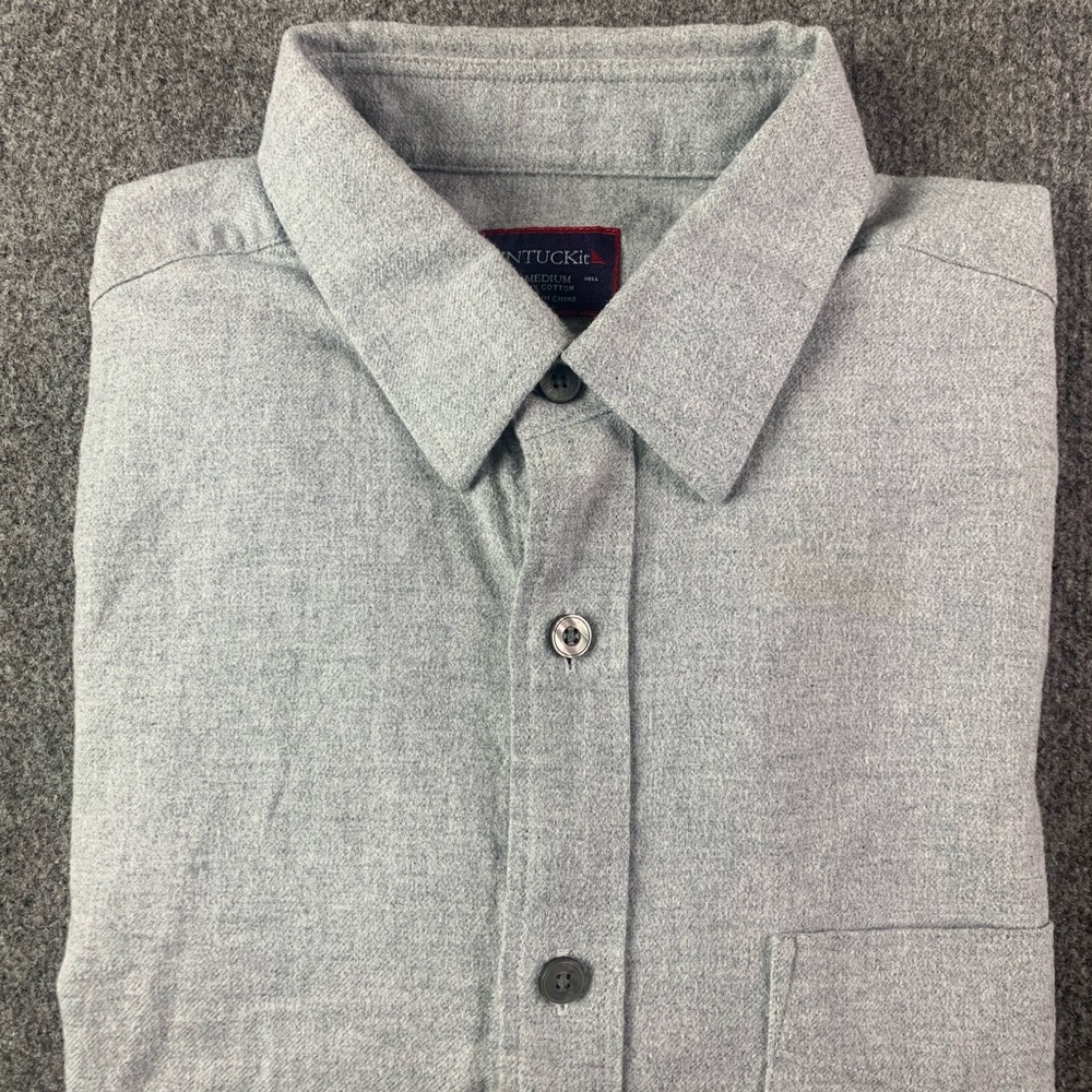 Untuckit Mens 100% Cotton Long Sleeve Flannel Button Deon Shirt Size M Gray